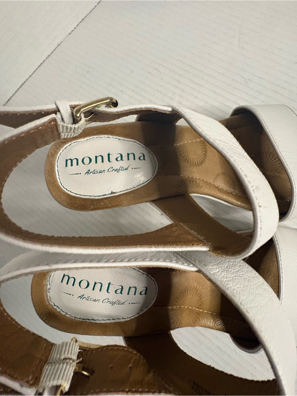 Montana Artasian Crafted White Wedge Sandals size - Picture 5 of 6
